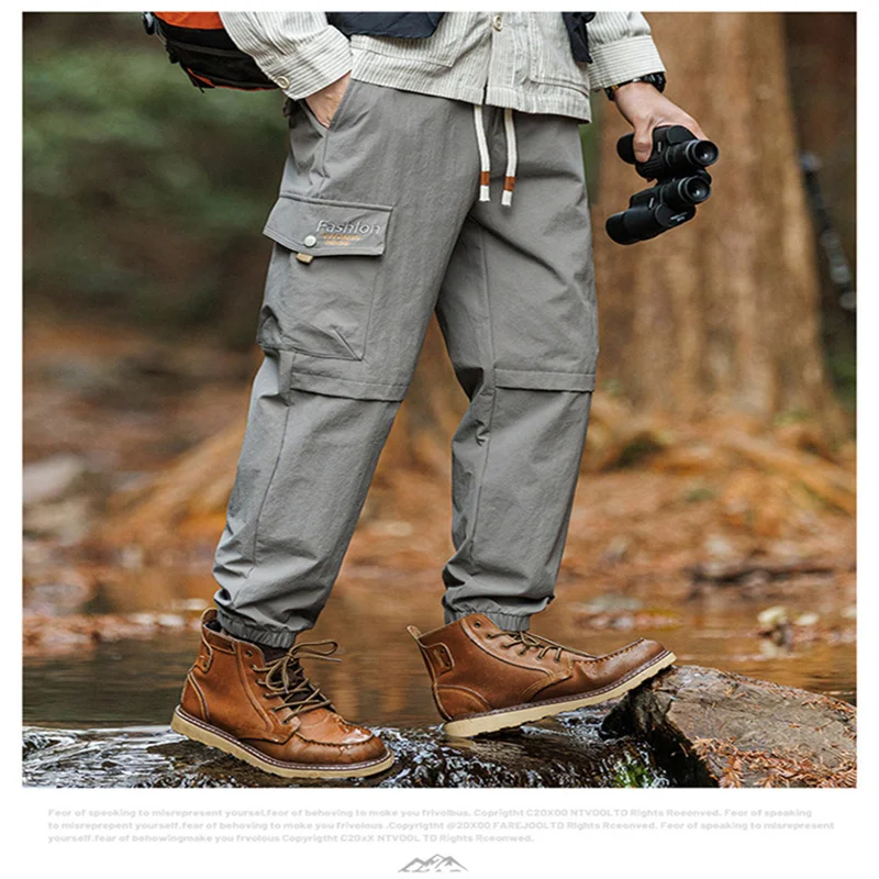 2024 casual pants, outdoor workwear pants, loose and versatile multi pocket trendy spring and autumn pants