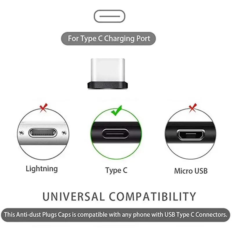USB-C Dust Plug Set with Cleaning Brush - Anti-Dust Charging Port Covers (4-Pack)