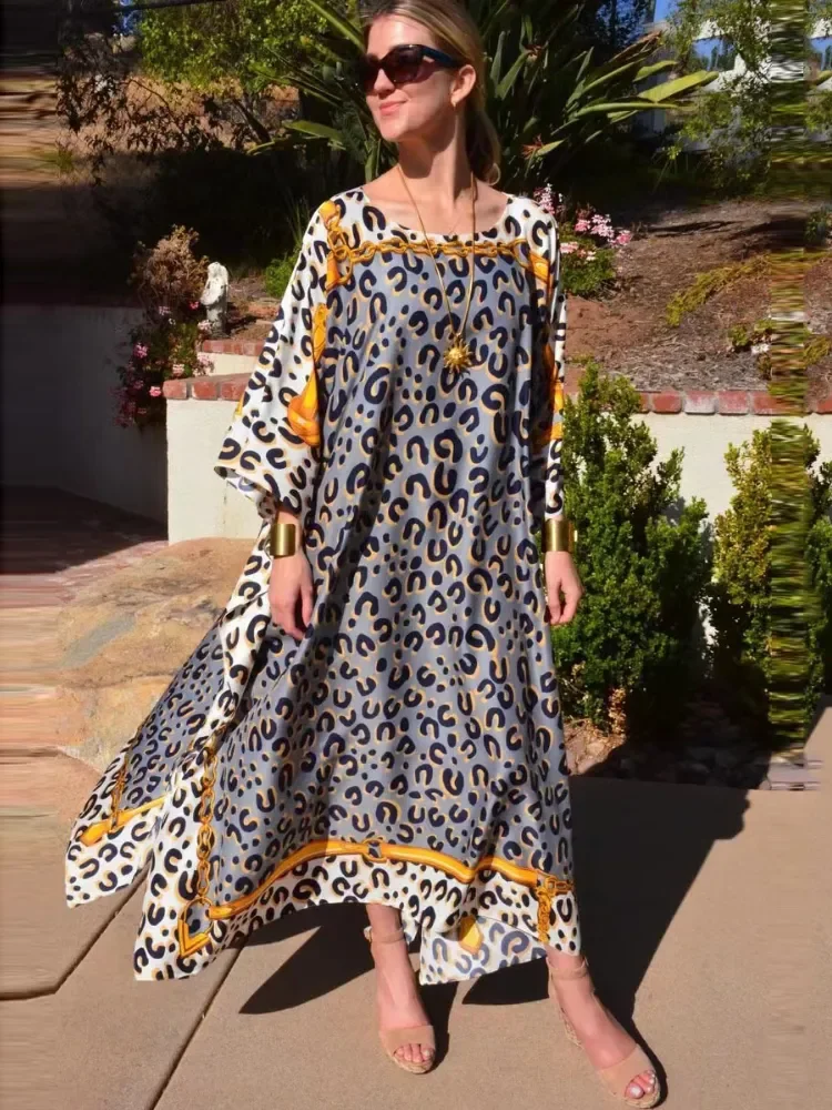 

Пляжная накидка с леопардовым принтом для купальников, Новые макси-кафтаны для женщин, пляжные праздничные купальные костюмы