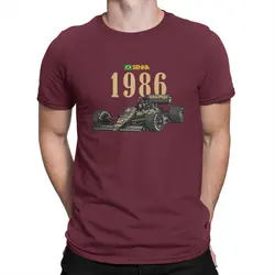 Ayrton Senna Da Silva Men's F1 Tribute Round Collar Pure Cotton T - Shirt - Distinctive Birthday Gift Streetwear - XXXL (Burgundy)