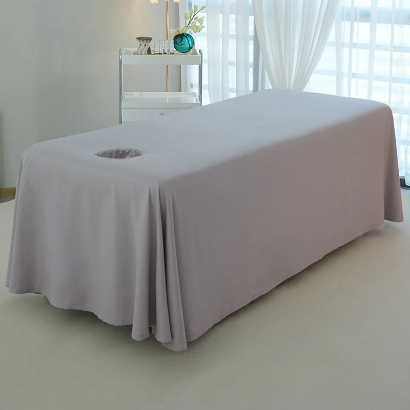 Spa Massage Mattress Cover One-Piece Hole Design Thin Polyester Bedding All Season Solid Color Beauty Salon