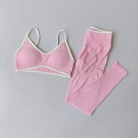 Women's Fitness Suit, Strappy Contrast Color Patchwork Sports Shockproof Slimming Quick-Dry Nude Feel Pants, Yoga Wear - Image 4