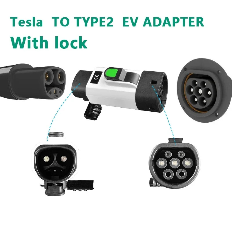 EV Charging Adapter 32A Tesla To Type2 EV Adaptor 240V EVSE Connector IEC 62196-2 Electric Vehicle Charger Adapter