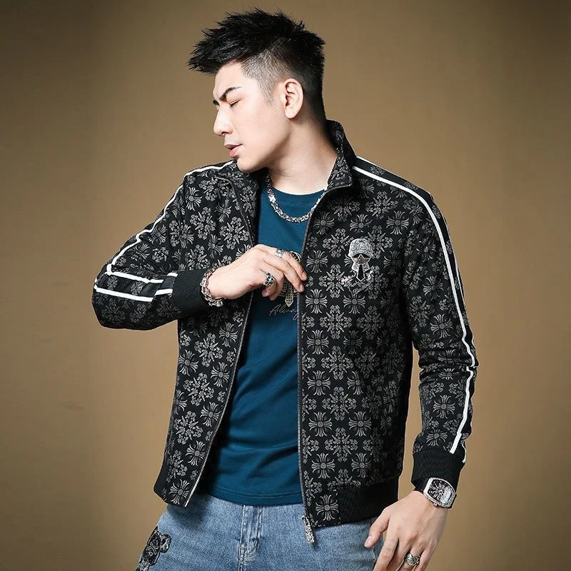 

Luxury brand Hot Diamond High end Ribbon Fashion Brand 2023 Autumn Casual Stand Collar Men's Premium Jacket