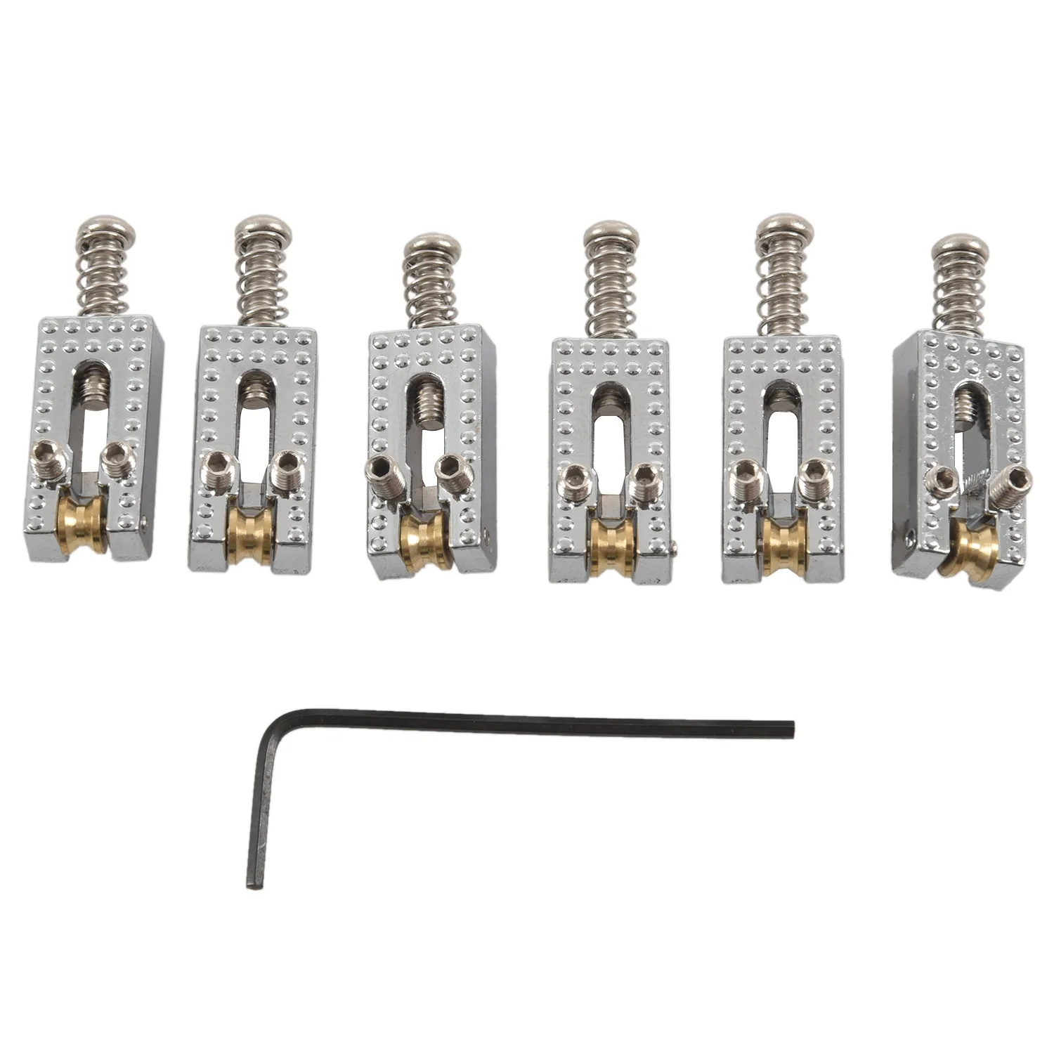 Фото 6 роликовых мостовых седлов Tremolo с гаечным ключом для крыла Strat Tele электрическая гитара Хромированный Цвет №3