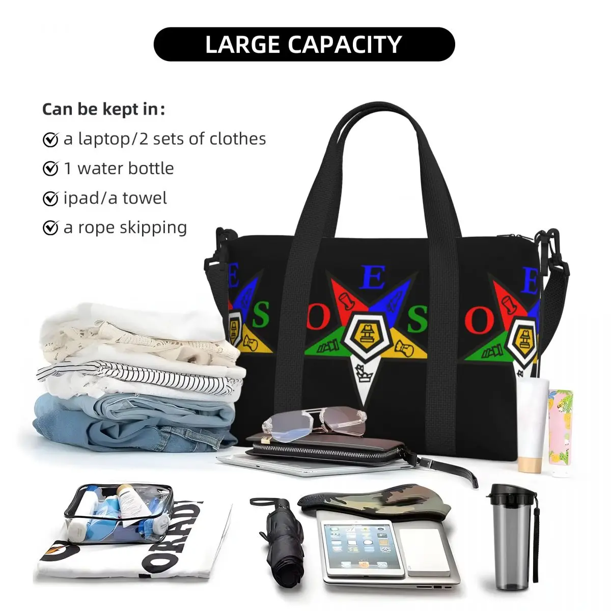 Order Of The Eastern Star OES Beach Tote Bag for Women Extra Large Gym Carry On Travel Shopping Bags