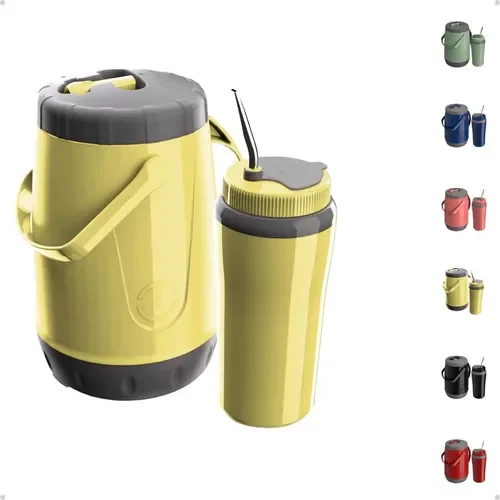 Garrafa térmica de aço inoxidável, acessórios de acampamento, cores sortidas, recipientes térmicos, bomba, 2,5 l, 650 ml, kit 3