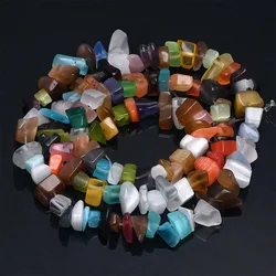 Natural Stone Irregular Crystal Agate Gravel Beads - Length about 39cm (Colorful cat eye)