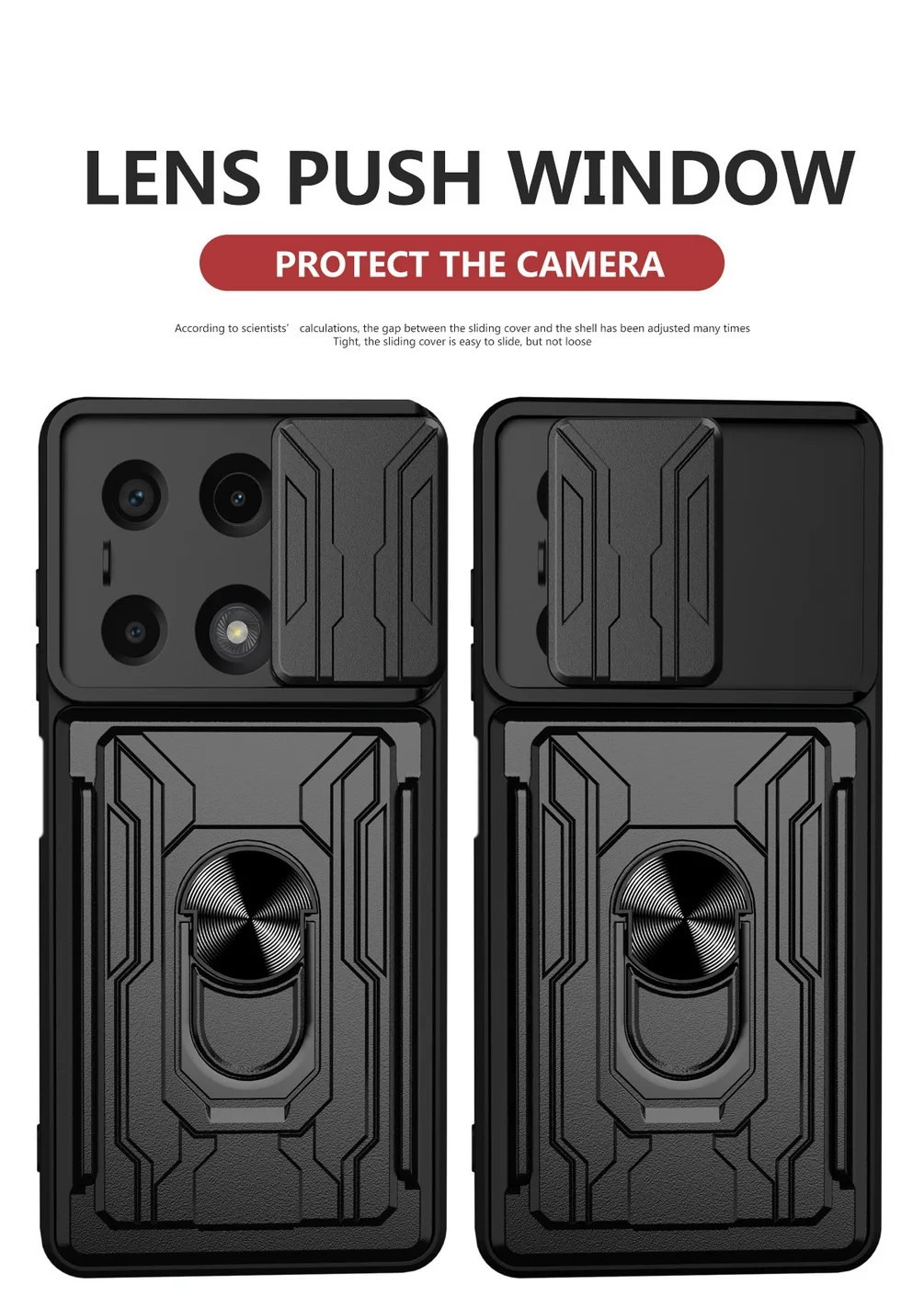 Card Slot Camera Protect Case with Armor Hybrid Ring Cover