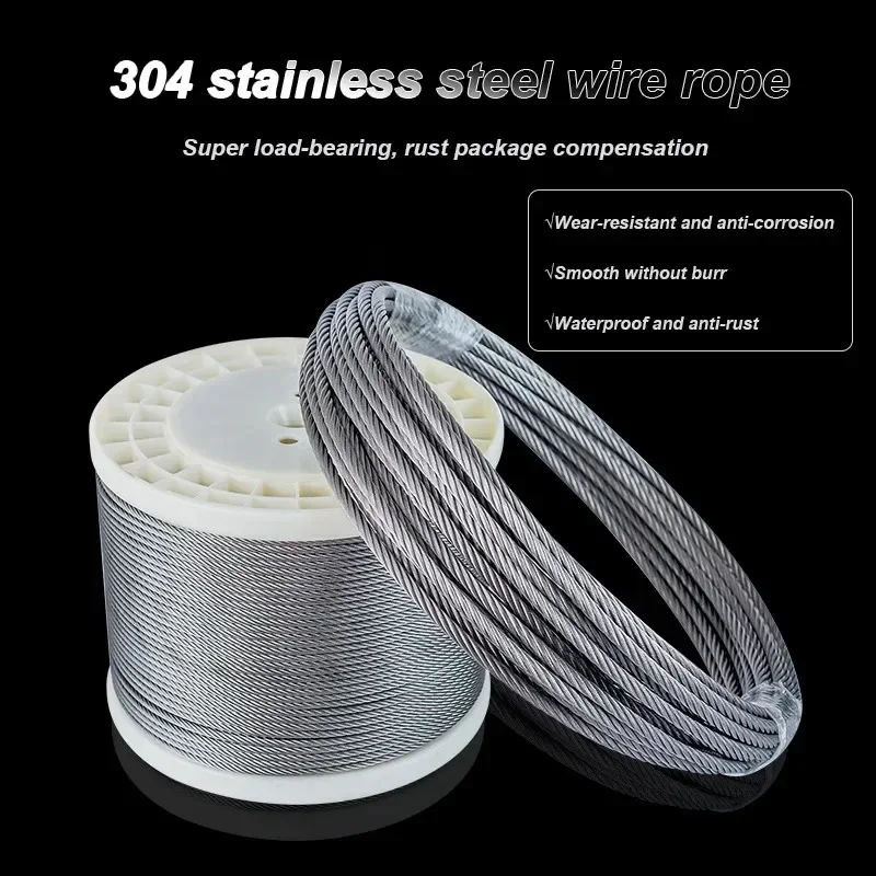 Stainless Steel Cable Rope Kits Steel Wire Rope Stainless Steel Wire 304 Stainless Steel Wire Rope Lifting Diameter 0.3-4.0mm 1x7 7x7 7x19