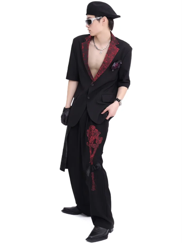 2023 Fashion black English PU leather skirt dress pants men and women loose straight leg casual pants