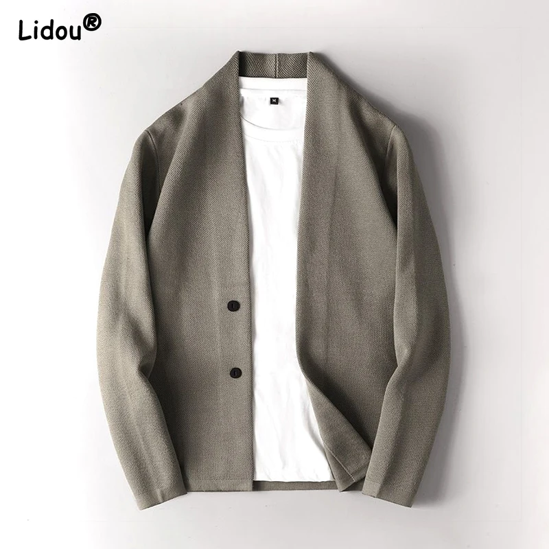 2023 New Spring and Autumn High End Fashion Business Leisure Slim Fit Handsome Versatile V-neck Single Breasted Sweater Cardigan