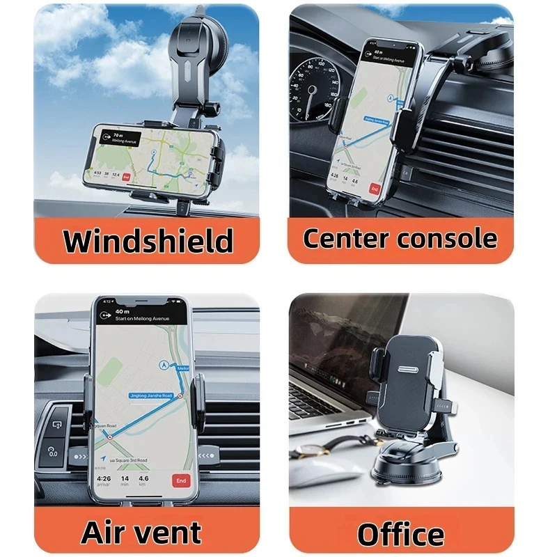 Universal Car Mount Phone Holder, Suction Cup Stand for Dashboard, Stable Holder for Navigation, Compatible with iPhone, Samsung 2