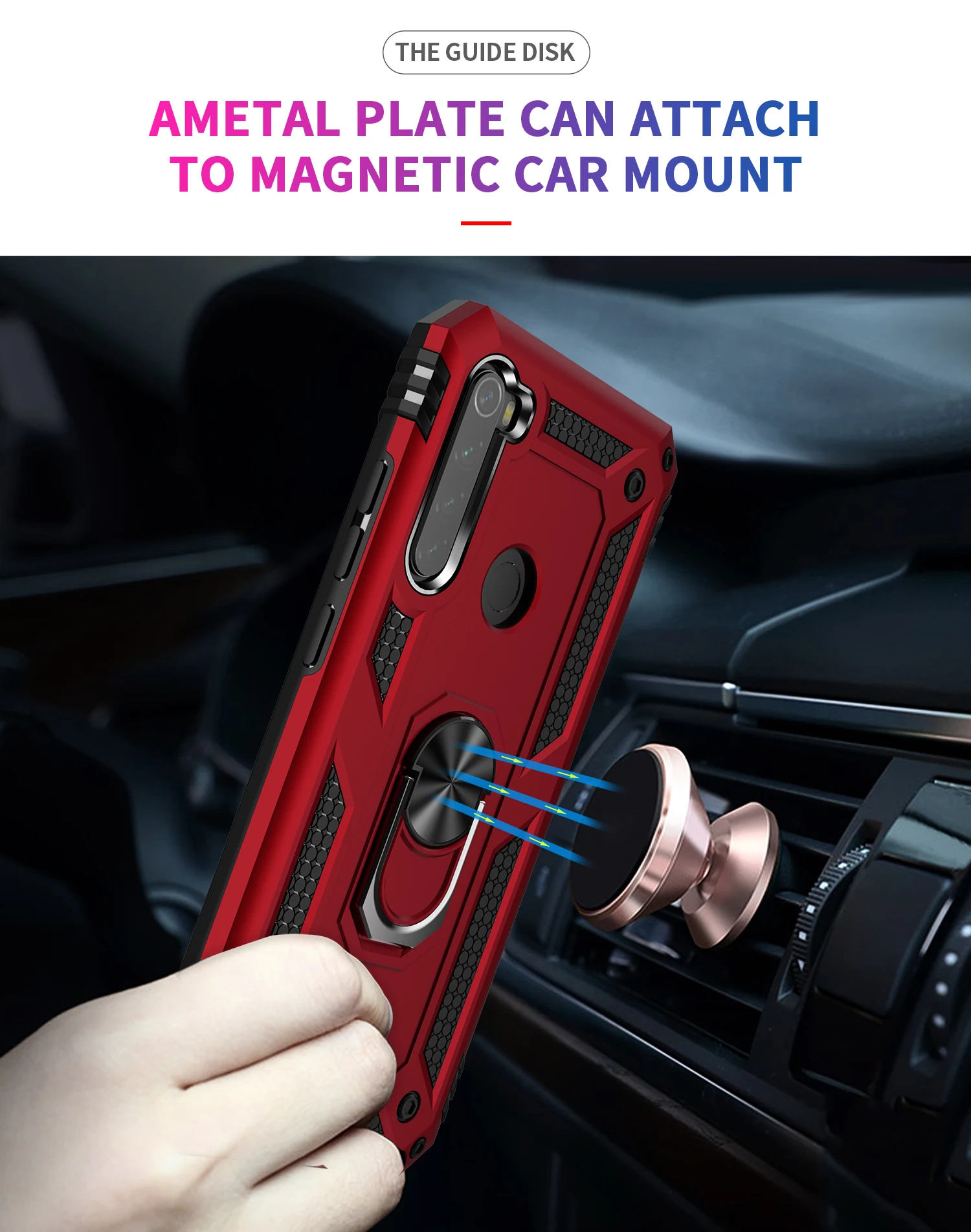 Shockproof Phone Case With Ring Stand And Car Holder For Redmi_voghion.com