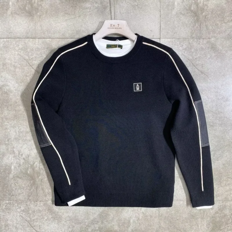 Fashionable Versatileunique Men's Long Sleeve Knit Sweater Round Neck Pullover Autumn New Style Casual Cross-border