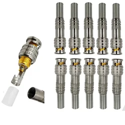10pcs BNC JR-B25 Male Solderless BNC Male Female Connector for Cctv Camera System Connectors Coaxial CCTV Camera Accessories