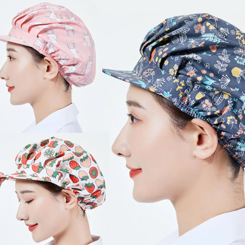 Cotton Chef Hat Fwomen Kitchen Home Cooking  Anti-fume Anti-hair Loss Sanitary Hat Food Catering BakerCook Hair Cap With Brim 3
