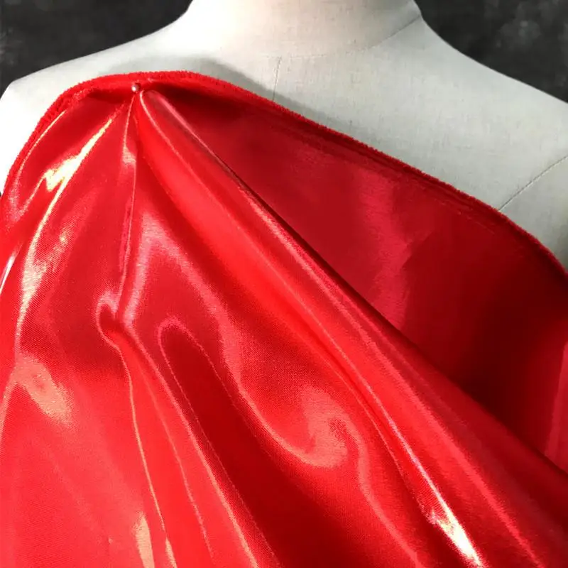 Glossy Metallic Liquid Satin Fabric Reflective Shiny Satin Fabric Fashion Dress coat Suit Design Material