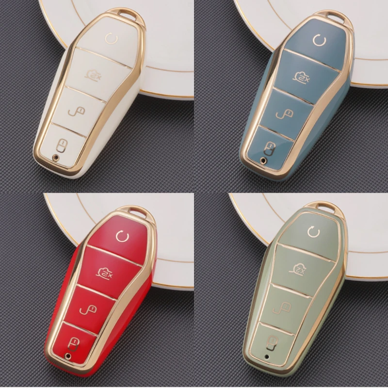 Soft TPU Car Key Case 4 Buttons Remote Control Protect Cover Durable Accessories For BYD Qin Plusdmi Atto 3 Han EV Dolphin