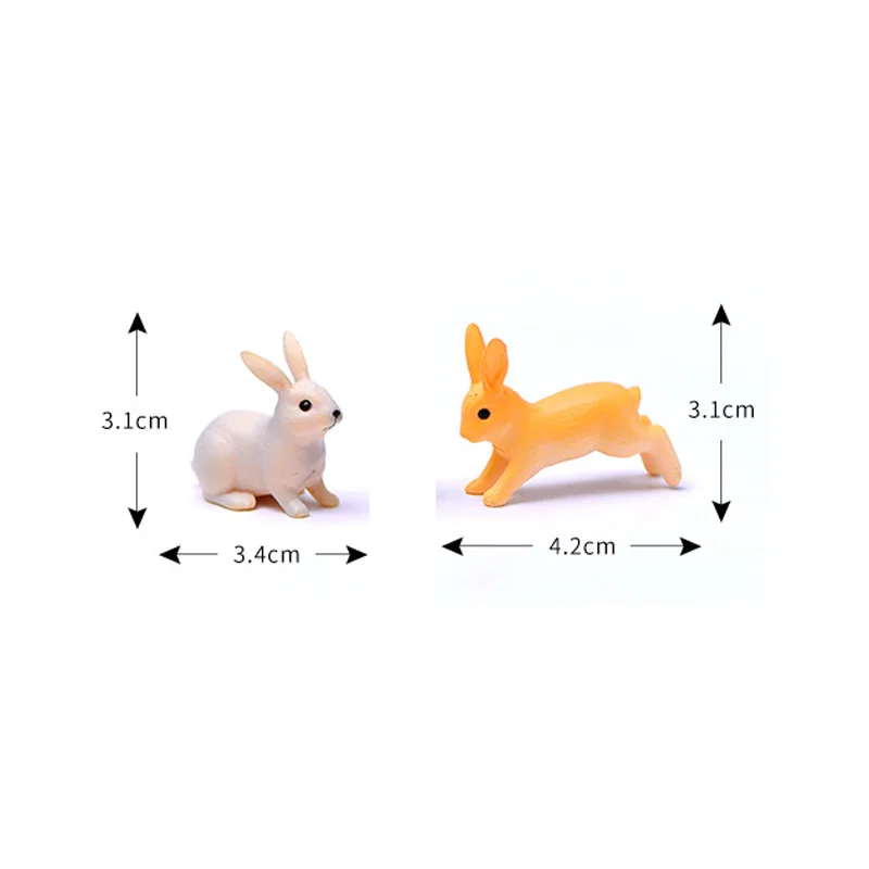 4PCS Rabbit Ornament Miniature Figurine Fairy Garden Decor Home Decoration Micro Landscape Terrarium Gift