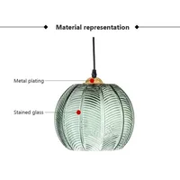 Nordic Glass Pendant Light Green Leaf Pattern Light 6
