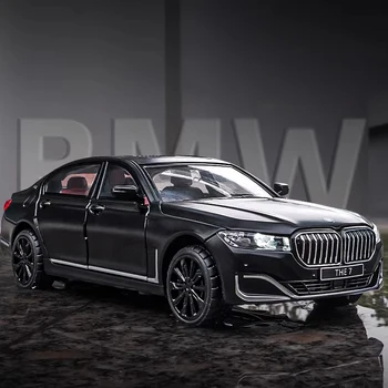 1:24 BMW 760 THE7 리무진 합금 자동차 다이캐스트 및 장난감 차량, 자동차 모델 사운드 및 조명 풀백 자동차 장난감, 어린이 선물