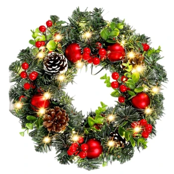 Elegant Red Christmas Wreath LED PVC Red Fruit Christmas Wreath Window Door Gifts 1