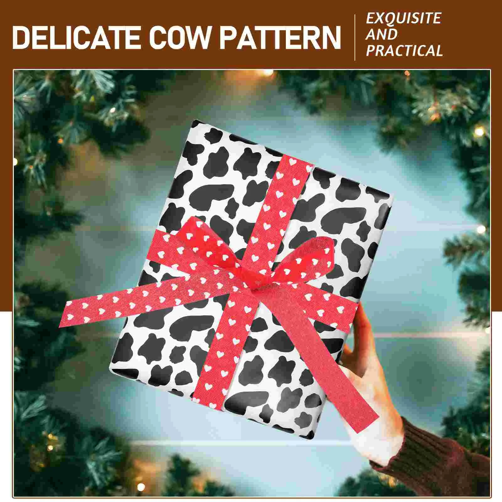 10pcs Cow Print Wrapping Paper Festival Gift Wrapping Paper