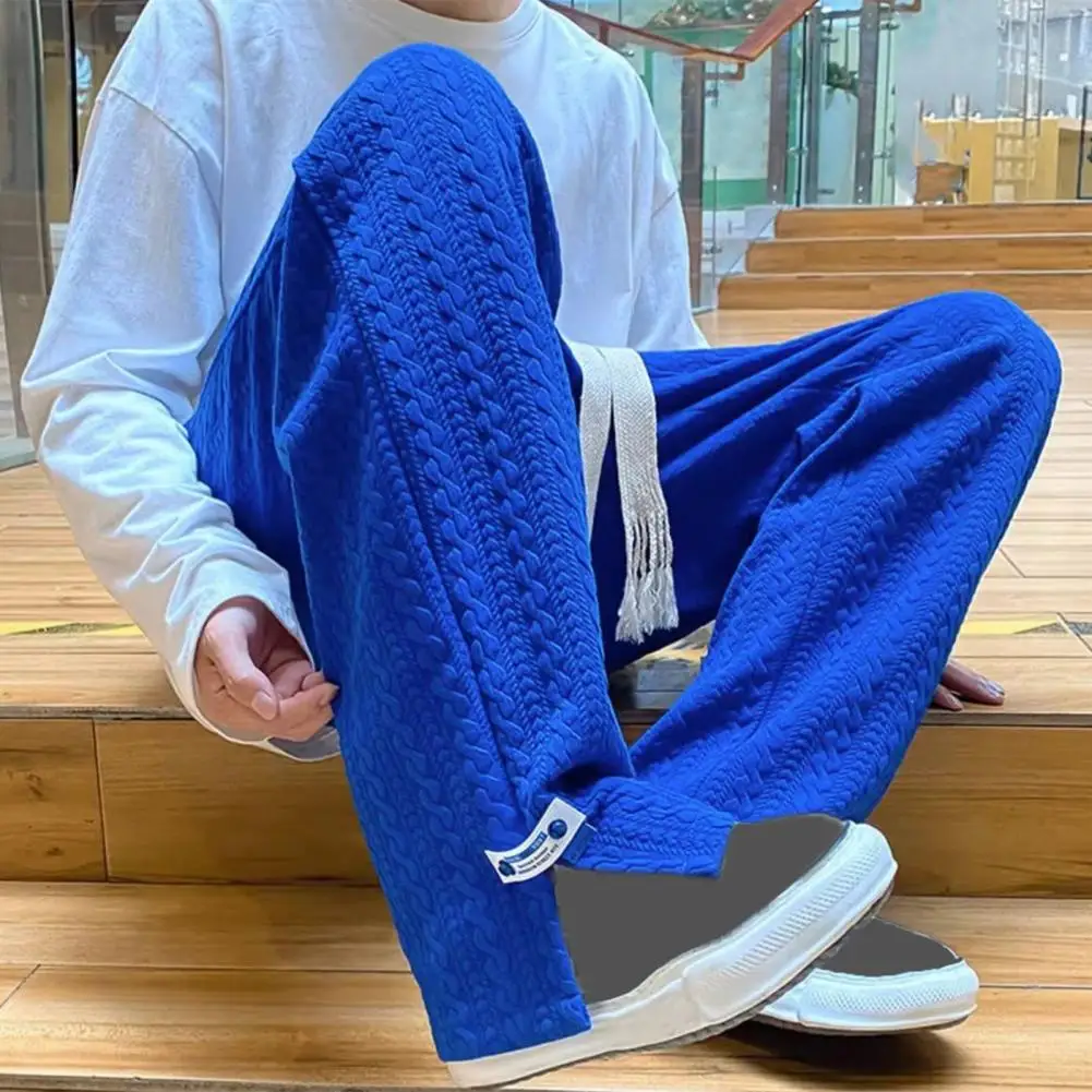 

Loose Sweatpants Loose Fit Men's Sports Pants with Wide Leg Deep Crotch Soft Drawstring Elastic Waist Solid Color for Athletic