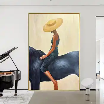 Impressionist Lady Horse Canvas Art 1
