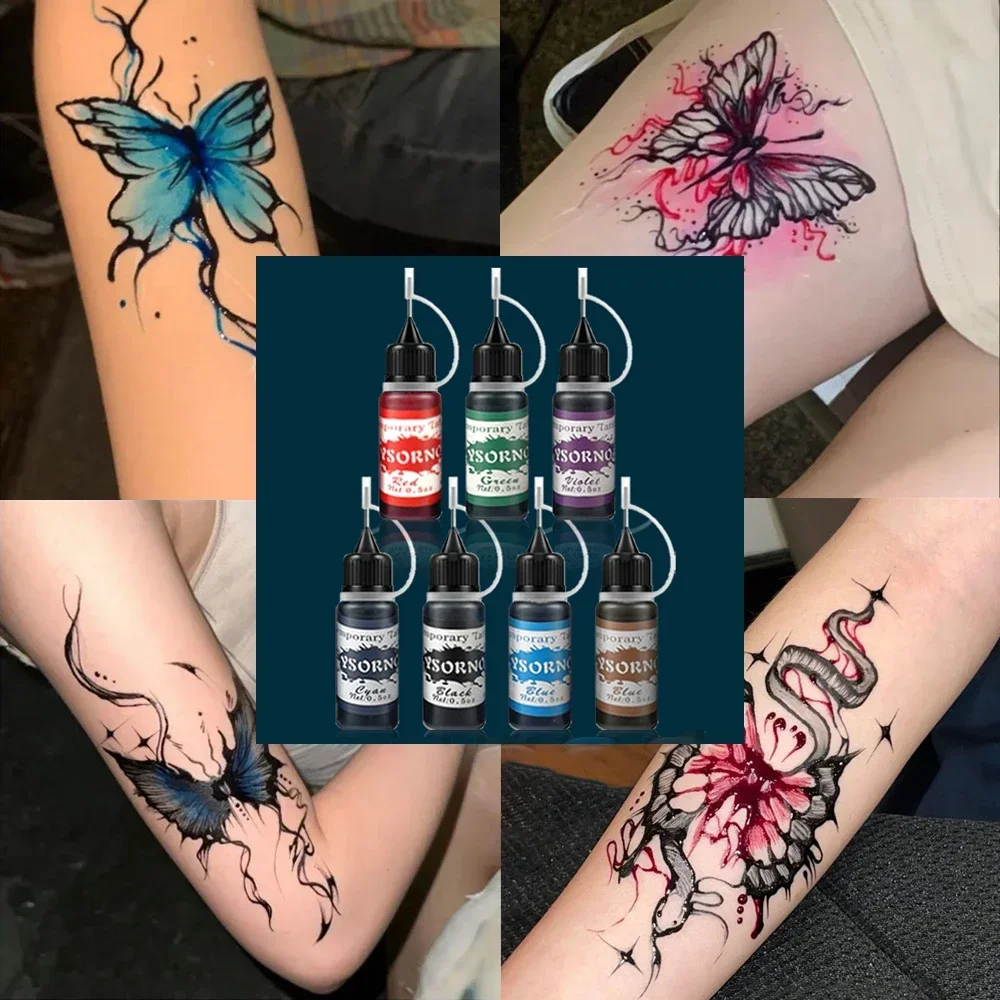 10ml Juice Tattoo Cream Use Male Female Tattoo Accessories Popular Henna Liquid Painting Temporary Semi-permanent