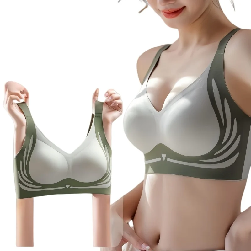 2Pcs/Set Non-wire Push-Up Bras Women's Anti-sagging Lift-up Bra Side Support Adjustable Straps No Show Plus Size Underwear M-4XL 3