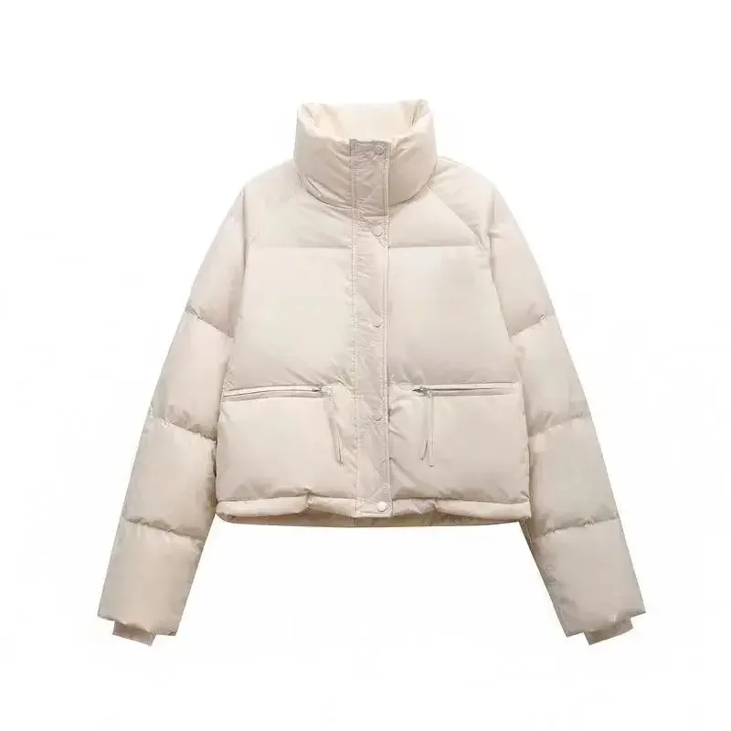 Short Standing Neck Small Down Cotton Jacket for Women 2023 Winter New Korean Version Loose and Slim Bread Jacket Cotton Jacket