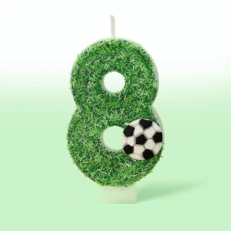2026 Neue Geburtstagskerzen mit Zahl 0–96, original grüner Fußball-Geburtstagskuchen, digitale Party-Kerzendekoration – Detail 9