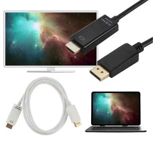 GRWIBEOU 4K DisplayPort to HDMI-compatible Adapter Converter Display Port Male Cable Adapter Video Audio For PC TV 1.8M - Image 2