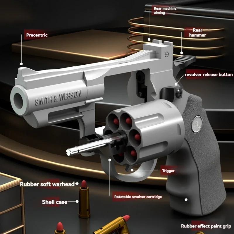 ZP5 Revolver Gun Mechanical Automatic Launcher Continuous Firing Pistol Soft Dart Bullet Toy Gun CS Outdoor Weapon for Kid Adult 5
