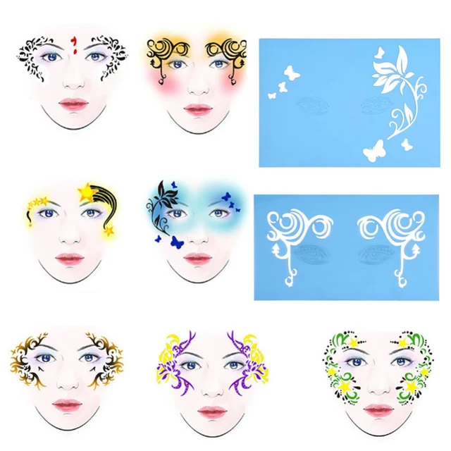 2pcs Floral reusable Geometric pattern stencils body face paint texture  airbrush