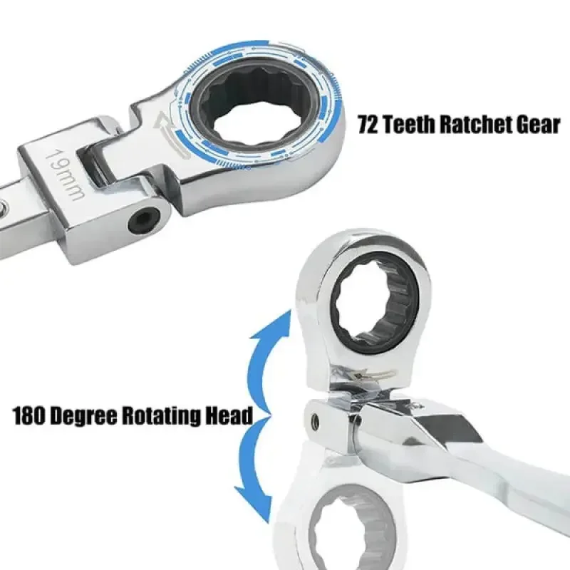 

Handle Set Replaceable Head Tools Adjusttable Trox Wrench Flex Box 8/9pcs Multifunction Offset