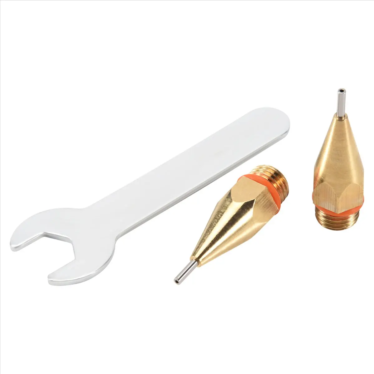 (WSFS) 2Pcs 1Mm 조리개 직경 핫멜트 접착제 노즐 1.0X40Mm 노즐 렌치가 있는 구리 노즐 교체 가능한 노즐 부품