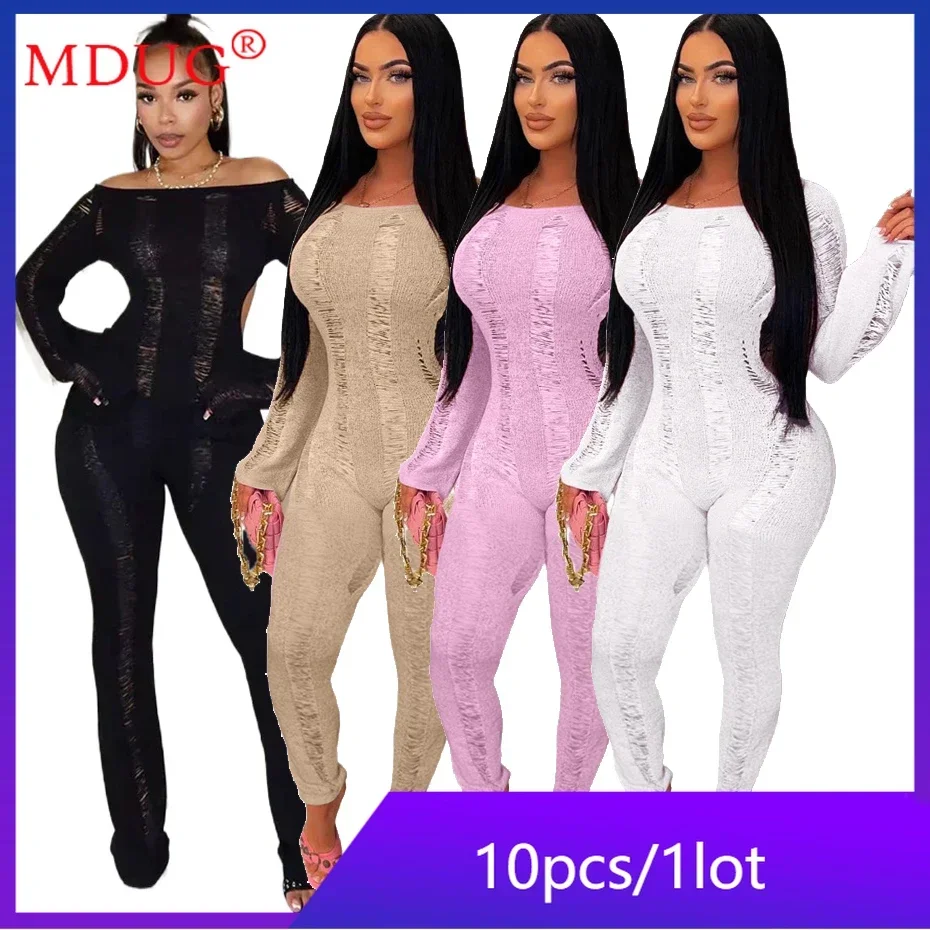 10pcs-Wholesale-Jumpsuit-Women-Sexy-Slash-Neck-Hollow-Out-Backless ...