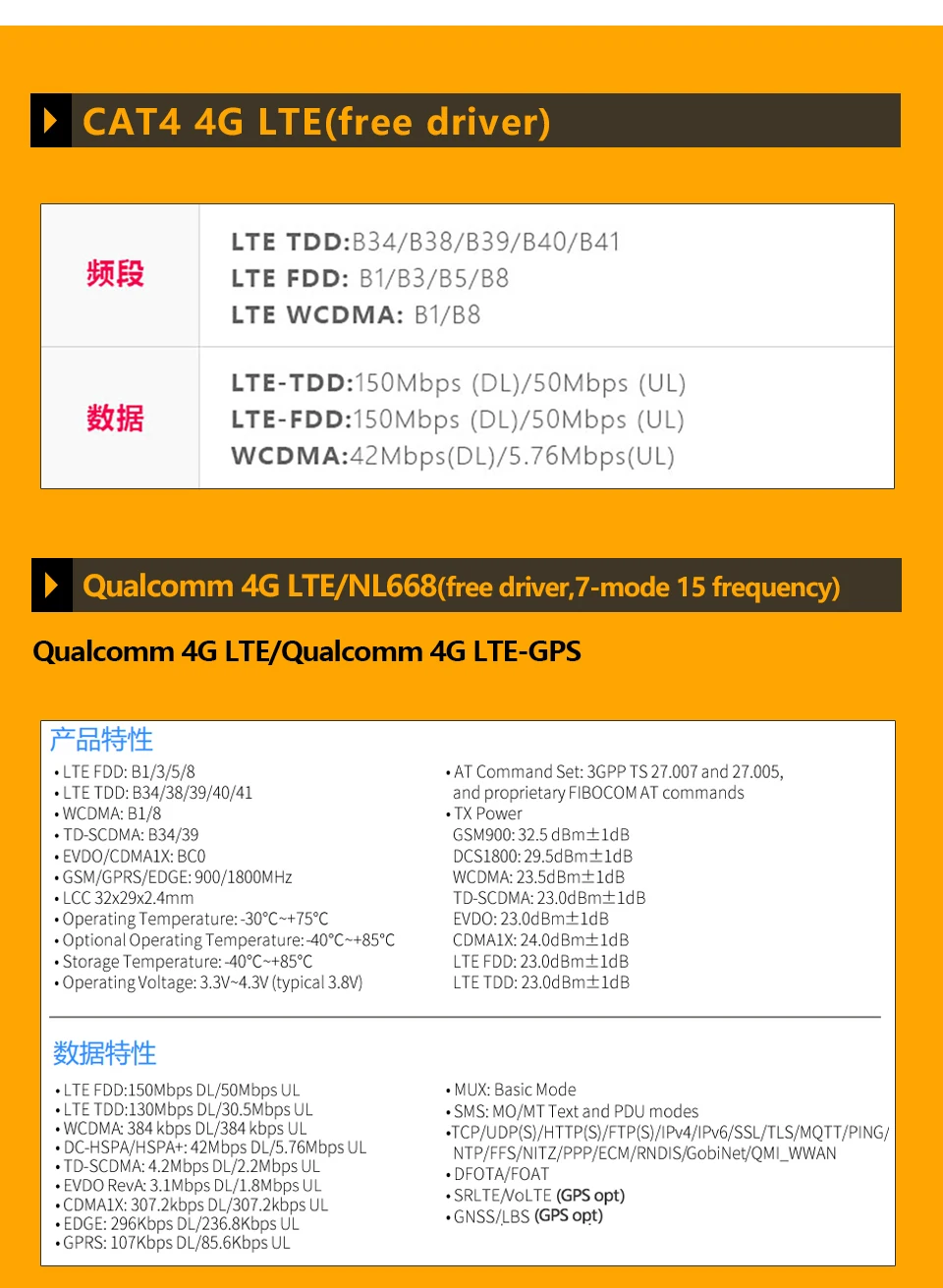 Módulo laranja pi 4g lte, cat4 huawei