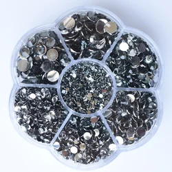 Premium Resin Round Flatback Rhinestones - 5000pcs Crystal Gems for Jewelry and 3D Decorative Crafts (Black diamond)