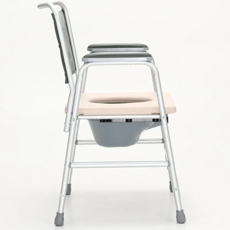 Aluminum Alloy Frame Elderly Toilet Chair, Dual-Purpose Commode and Bath Chair, Non-Slip Rubber Foot Mat, Portable Seat 3