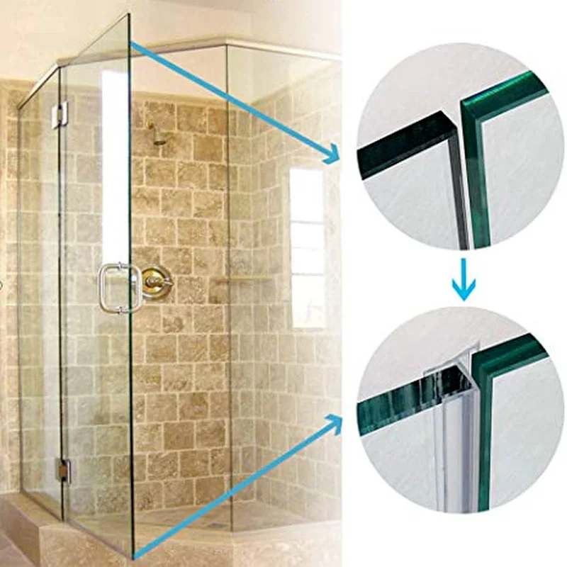 Glue-free Bath shower screen door seal strip 2X50cm 6/8/10/12mm gap sealer PVC Waterproof Sealing Weatherstrip Bathroom Hardware door seal strip sealing strip tape window seal strip sealing tape rubber seal strip rubber door weatherstripping shower door seal silicone seal strip door weatherstripping rubber shower seal sealing strip shower water barrier waterproof tape