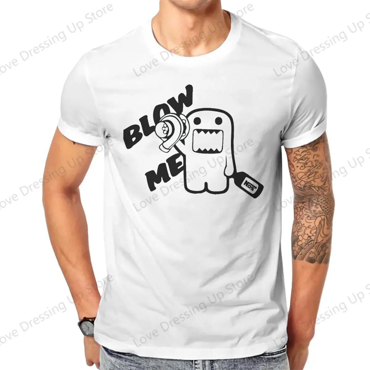 

Футболка мужская хлопковая с рисунком Домо Куна, топ с графическим принтом «Blow Me», винтажная готическая одежда в стиле Харадзюку, на лето