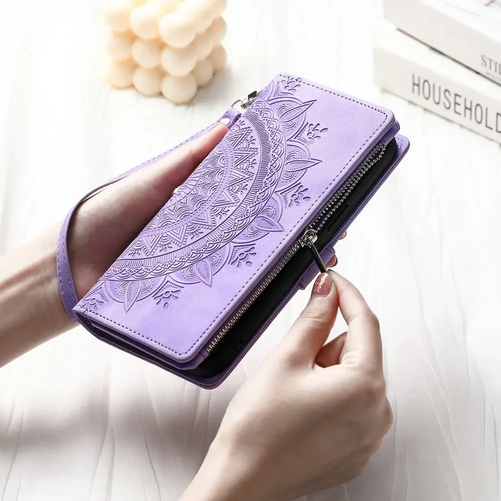 Funda de Cuero Cartera con Soporte Mariposa Carcasa Y01B para Oppo A54s  Purpura Claro