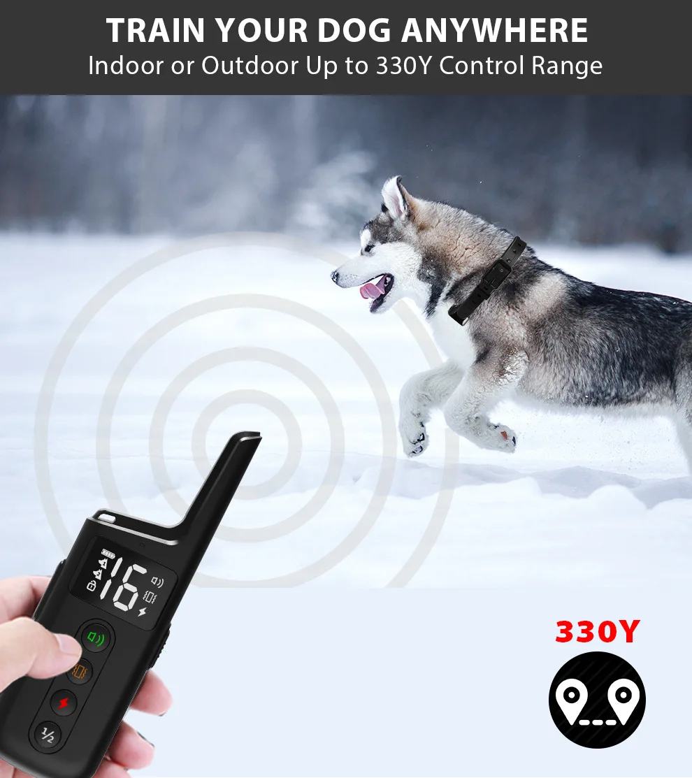 Dog Training Collar Wrap-Around Shock 1000ft Control Distance 3 Training Modes Beep Vibration Shock Dog Anti-barking Collar pet dog training collar