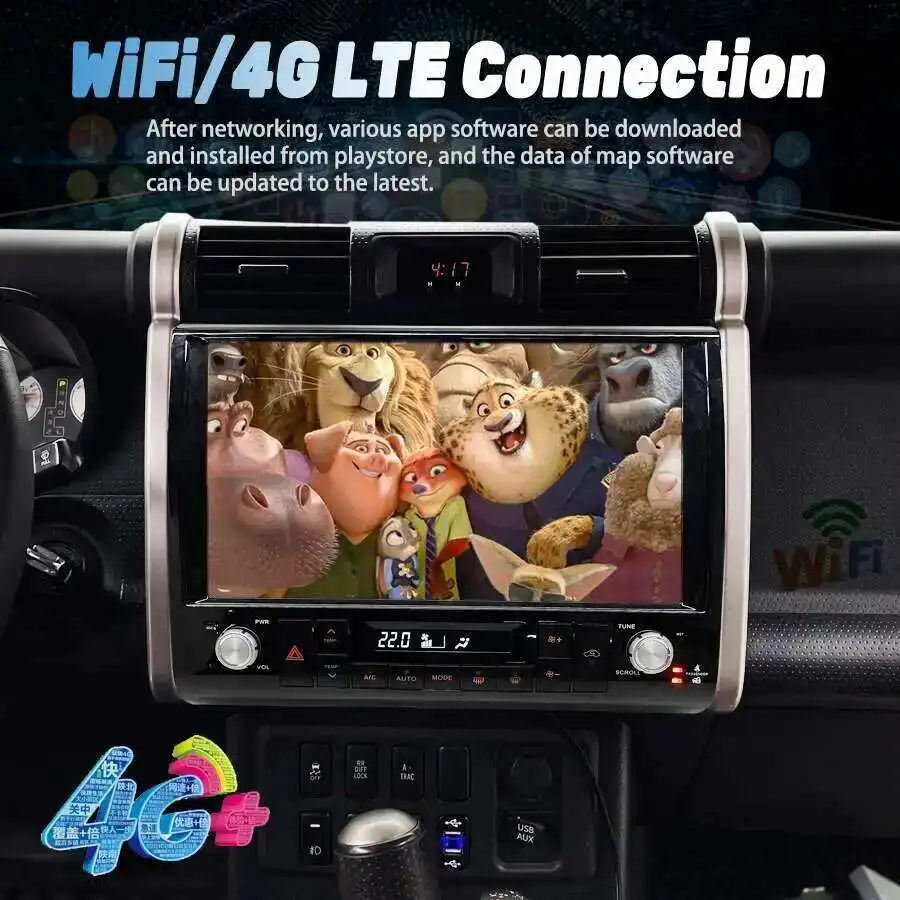 RDS BT QLED Multimídia Player For Toyota FJ Cruiser 2007-2020 Android 14 GPS Nav