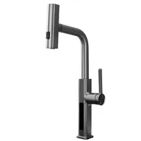 ก๊อกน้ําห้องครัวร้อนและเย็นจอแสดงผลดิจิตอลดึงออกหมุนได้มัลติฟังก์ชั่ผักอ่างล้างหน้าก๊อกน้ํา 5