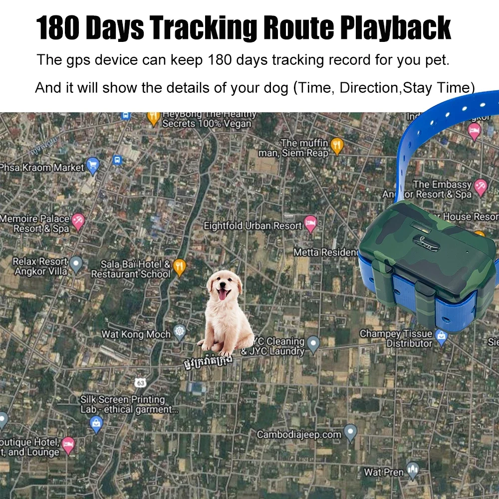 GPS Tracker for Hunting Dogs 4G 4000mAh Waterproof IP68 Electric Shock Speaker APP